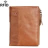 RFID Blocking Leather Wallet for Men with Double Zipper Slim Bifold Card Holder