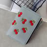 Cute Cherry Embroidered PU Leather Wallet Mini Card Holder Wallet With Zipper Coin Purse 6
