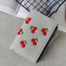 Cute Cherry Embroidered PU Leather Wallet Mini Card Holder Wallet With Zipper Coin Purse 9