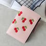 Cute Cherry Embroidered PU Leather Wallet Mini Card Holder Wallet With Zipper Coin Purse 10