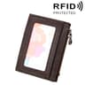 Genuine Cowhide Leather RFID Blocking Wallet Zipper Card Holder Coin Purse