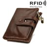 Crazy Horse Leather RFID Wallet For Men Tri Fold Card Holder With Zipper Coin Pocket 8