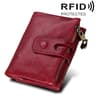 Crazy Horse Leather RFID Wallet For Men Tri Fold Card Holder With Zipper Coin Pocket 10