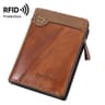 Vintage RFID Wallet For Men Compact PU Leather Multi Card Holder With Zipper Coin Pocket 9
