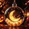 Halloween Glowing Hanging Sphere Ornament With Mini Figurine And Soft Light 8