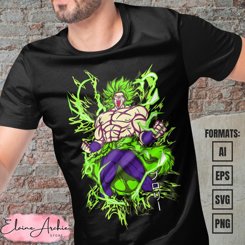Premium Broly Dragon Ball Anime Vector T-shirt Design Template #6.jpg