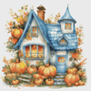 Cottage Autumn - Cross Stitch Pattern - PDF Counted House Village - Fabulous Fantastic Magical House in Garden Pumpkins - 5 Sizes.png