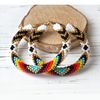 Native America Bead Hoop Earrings 2.2"