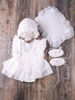 Newborn Girl Photography Ruffle Trim Bodysuit Ruffle Hem Dress & Hat Shoes Headband Pillow Photography Set (3).jpg