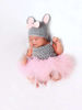 Newborn Girl Photography Prop Mesh Ruffle Hem Flared Knit Dress Hat Photography Set 2Pcs (1).jpg