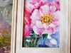 3 Small oil painting in a frame under glass - Peony Flower  5.9 - 3.9 in..jpg