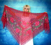 Red embroidered Orenburg Russian shawl, Lace wedding warm bridal cape, Hand knit cover up, Wool wrap, Stole, Kerchief 8.JPG
