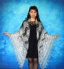Gray embroidered Orenburg Russian shawl, Hand knit cover up, Wool wrap, Handmade stole, Warm bridal cape, Kerchief, Scarf 4.JPG