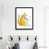 Orange White Cat Print Cat Decor Cat Art Home Wall-4.jpg