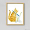 Orange White Cat Print Cat Decor Cat Art Home Wall-4-1.jpg