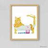 Orange White Cat Print Cat Decor Cat Art Home Wall-7-1.jpg