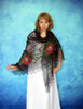 Black embroidered large Orenburg Russian shawl, Hand knit cover up, Wool wrap, Handmade stole, Warm bridal cape, Kerchief, Big scarf, Pashmina 6.JPG