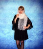 White woolen scarf, Hand knit wrap, Lace wedding shawl, Warm bridal cape, Goat down cover up, Russian Orenburg shawl, Stole, Kerchief 6.JPG