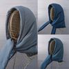 Warm hood kerchief. Winter hood scarf. Waterproof, quilted hood. Detachable puffy hooded. Winter hat shawl. Blue hood.