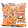 digital pattern for home textile design floral botanical astrological orange background pillow