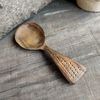 Handmade wooden coffee scoop from natural willow wood with decorated handle - 07