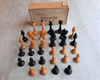 old wooden soviet chess pieces set