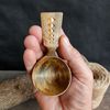Handmade wooden coffee scoop from natural willow wood with decorated handle - 09