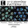seamless pattern floral design nature lilies bees dragonflies stars digital wallpaper fabric endless background diy rgb