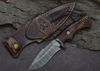 Hunting Damascus Kukri - Bowie knife Bushcraft knife - hand forged knife, Leather Sheath - gifts for men, BobCat Knife