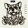 Welsh Corgi with flowers in hand clipart.jpg