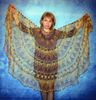 Gold crochet openwork shawl, Hand knit Russian Orenburg shawl, Shoulder wrap, Goat down stole, Warm bridal cape, Wool cover up, Kerchief, Gift for a woman.JPG