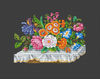 Cross Stitch Flowers on the table