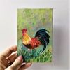 Rooster in the meadow acrylic small painting 4