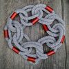 Necklace chain blue crochet cord red wooden elements