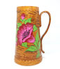 4 USSR Vintage Bark Wood Pitcher Vase hand painted NASTURTIUMS 1970s.jpg