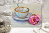rose and tea cup still life