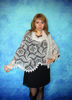White crochet Russian shawl, Hand knit Orenburg shawl, Wool shoulder wrap, Goat down stole, Warm bridal cape, Openwork cover up, Kerchief, Gift for a woman 6.JP