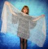 White wool scarf, Hand knit wrap, Lace wedding shawl, Warm bridal cape, Goat down cover up, Russian Orenburg shawl, Stole, Kerchief, Gift for a woman.JPG