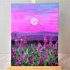 Acrylic-impasto-painting-landscape-pink-sunset-in-a-field-of-wildflowers-1
