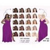 African American curvy brunette girl and a white curvy blonde in floor-length purple dresses and pink sandals with their hands on their belts and their hands ra