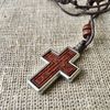 Cross pendant, Catholic cross, Wooden cross, Christian pendant
