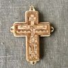 Wooden cross made of wood, with image of a crucifix, height 10 cm