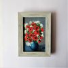 Palette-knife-painting-bouquet-of-poppies-and-wildflowers-in-a-vase-in-impasto-style-art-in-a-frame