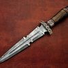 Custom Handmade Damascus Steel Hunting Dagger Knife With leather Sheath review.jpg