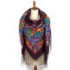 purple women flowers pavlovo posad shawl size 148x148 cm