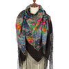 rare black pavlovo posad merino wool shawl size 148x148 cm