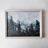Palette-knife-painting-misty-mountain-landscape-and-forest-wall-art-in-style-impasto-framed-artwork