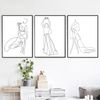 Minimalist three posters on the wall with a line drawing with girls 6