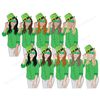 Set of clipart elements for St. Patrick's Day for planner with girls. Girls in green plaid shirts, gray jeans and green leprechaun hats and green shamrock glass