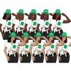 Set of clipart elements for St. Patrick's Day for planner with girls. African-American girls in white shirts tied at the waist in a knot, green leprechaun hats 